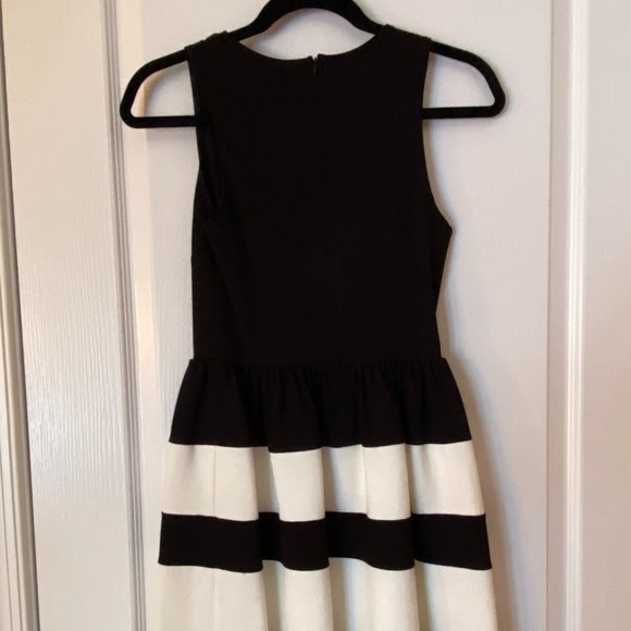 AQUA Black and white Striped Skater Dress (M) - Picture 4 of 7